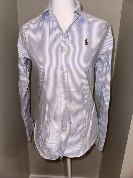 Ralph Lauren Tops - Ralph Lauren Womens Blue White Striped Button Down Shirt Size 2
